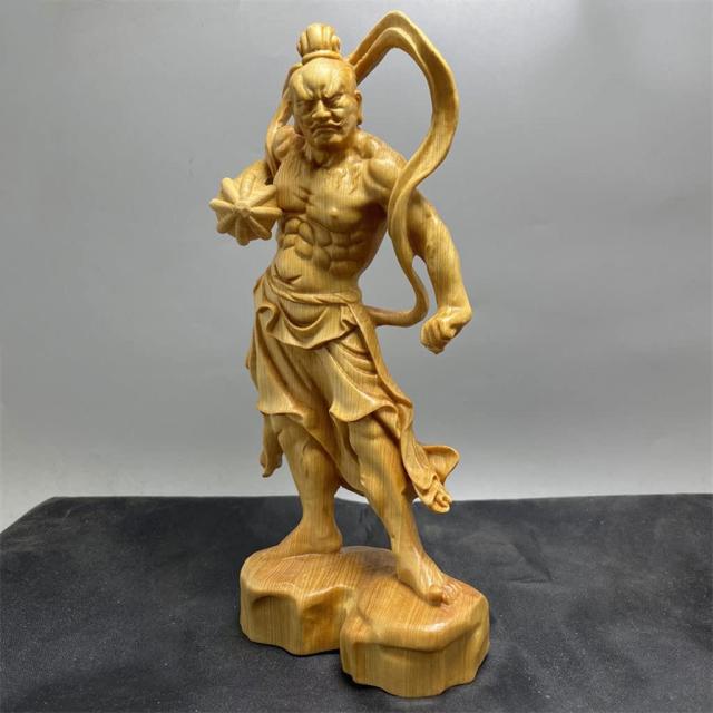 仏像 木彫り 金剛力士像 立像 二体一対 天然 崖柏木 仁王像 護法