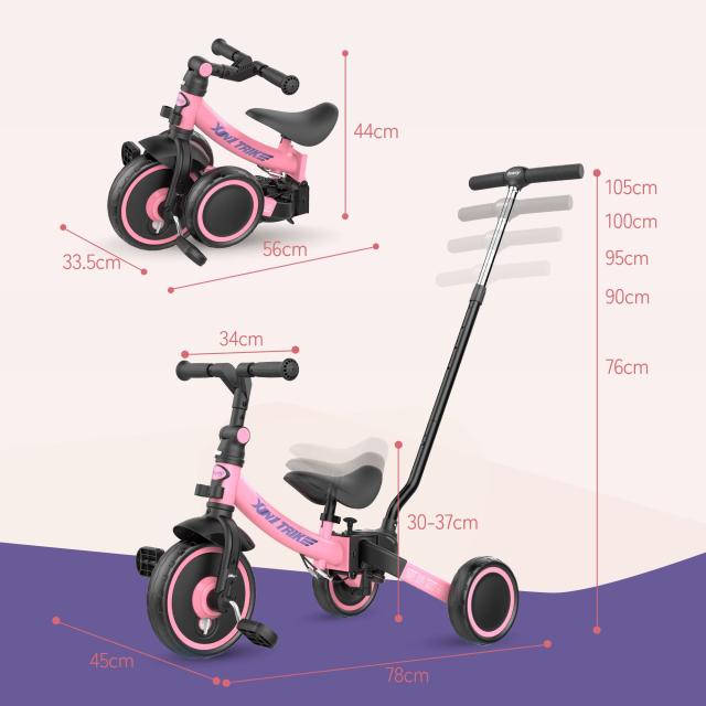 besrey 子供用三輪車 XIN1 三輪車 かじとり ランニングバイク ベビーカー 手押し棒 1歳から5歳まで 折りたたみ 軽量 ハンドル 調整可能_5