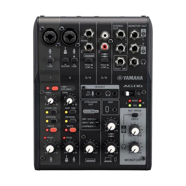 ヤマハ(YAMAHA) ライブストリーミングミキサー 6チャンネル ブラック AG06MK2 B_1