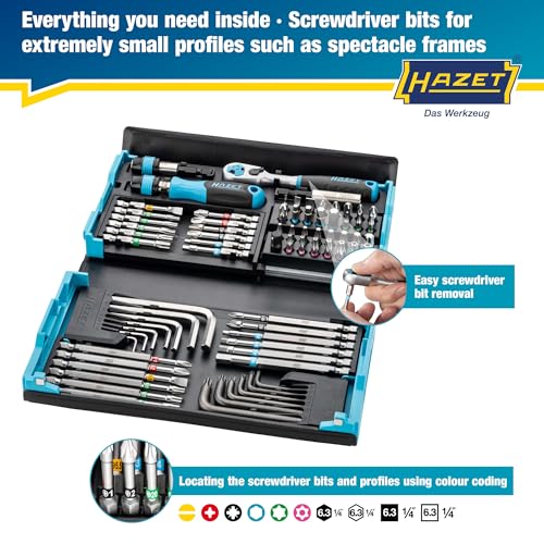 HAZET(ハゼット) 2200SC-31 ビット仕かける ハゼットブルー 73点仕かける 1/4in(6.3粍) かっこ良い入れもの 磁石式 折畳納める 足し加える/マ