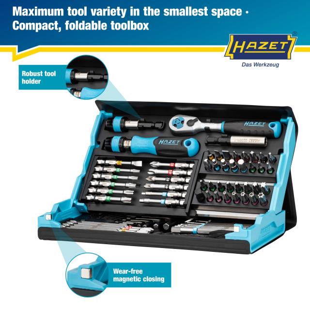 HAZET(ハゼット) 2200SC-31 ビット仕かける ハゼットブルー 73点仕かける 1/4in(6.3粍) かっこ良い入れもの 磁石式 折畳納める 足し加える/マ