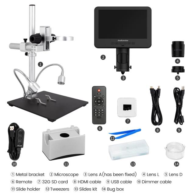 Andonstar AD246S-M HDMI デジタル顕微鏡 2000倍 大人用 3レンズ 2160P 