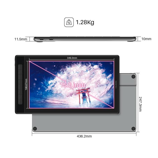 【日本限定】 HUION 液タブ 液晶ペンタブレット Kamvas Pro16 (2.5K) 豪華版 15.8インチ 改良後のペンPW517 専用スタンド付き ブラック_1