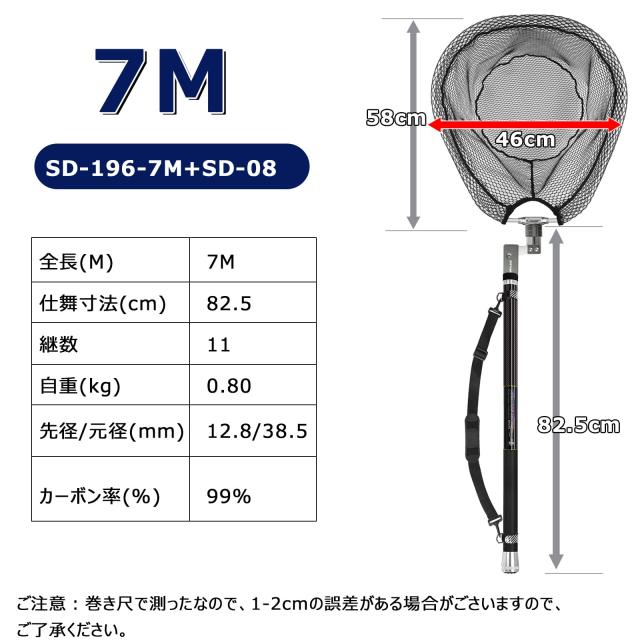 サンライク(SANLIKE) タモ網 たも網 たもあみ 伸縮 3m/5m/6m/7m /8m 小継 99%カーボン製 9段階 玉網 釣り タモ たまあみ ランディングネ_2
