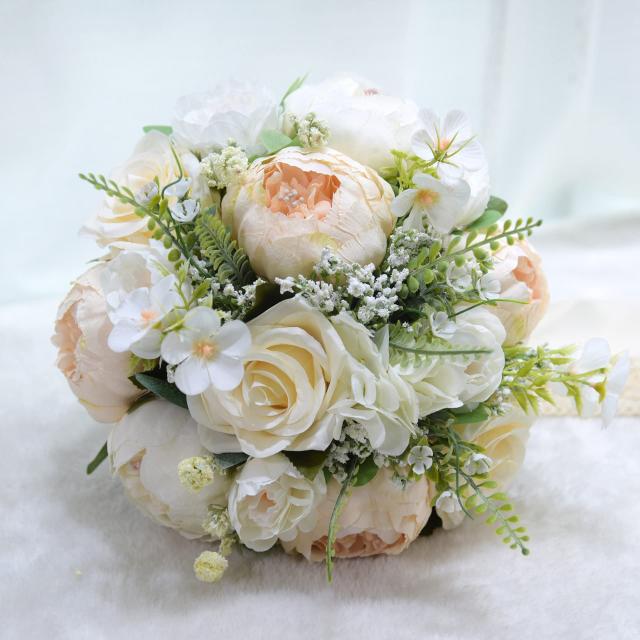 misaki ウエディングブーケ ブートニア 花嫁ブーケ 牡丹 バラ ガーデン