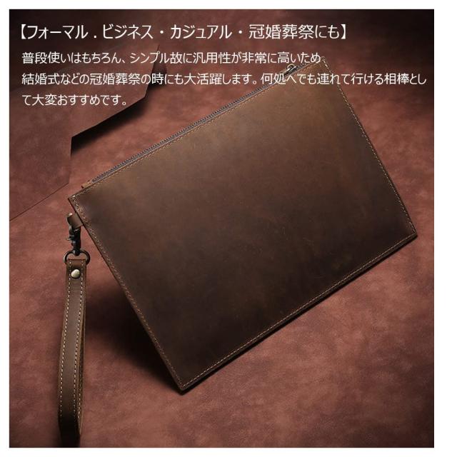 Whatna] 2way天然牛革 セカンドバッグ メンズ クラッチ バッグ