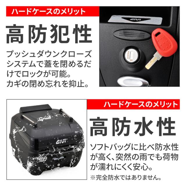 GIVI(ジビ) バイク用 リアボックス モノロック 32L オプション付き(インナーボトムマット/バックレスト/ネット/レール) B32NB-ADV ブラッ_5