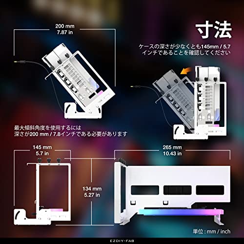 EZDIY-FAB 新しいRGB 垂直 PCIe4.0 GPUブラケット マルチアングル調整垂直グラフィックカードホルダー ARGB 5V 3ピンLEDライト同期 PCIe_3