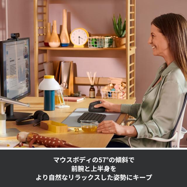 ロジクール ワイヤレス 静音 エルゴノミック マウス LIFT M800GR Logi Bolt Bluetooth Unifying非対応 smartwheel ワイヤレスマウス 無線_3