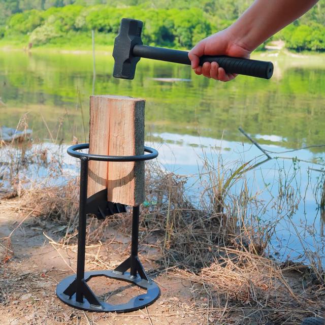 BiggerFire 手動ログスプリッター 高炭素鋼 薪 キンドリングスプリッター 木製スプリットウェッジ 4ポンドハンマー付き ガーデンツールキの通販は