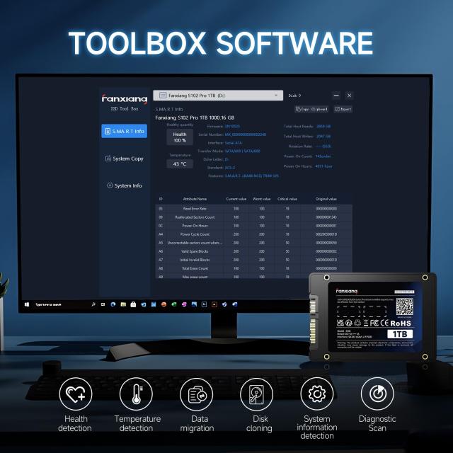 Fanxiang S101 SATA SSD 1TB 2.5インチ 7mm 3D NAND TLC採用 6Gb/s高速