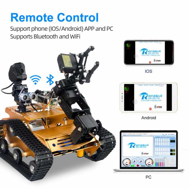 XiaoR GEEK Raspberry Pi スマート WiFi ロボット キット ロボット アーム タンク シャーシ ロボット カー キット  2DOF HD カメラ プログの通販はau PAY マーケット - ks-shop2 | au PAY マーケット－通販サイト