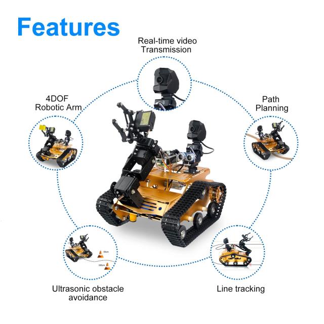 XiaoR GEEK Raspberry Pi スマート WiFi ロボット キット ロボット アーム タンク シャーシ ロボット カー キット 2DOF HD カメラ プログ_5