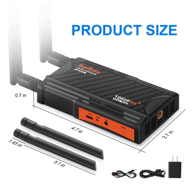 ワイヤレスHDMI エクステンダーレシーバー、2.4/5GフルHD200mサポート1TX最大4RX、DSLRカメラプロジェクター用のHDMIループアウトおよびIの通販は