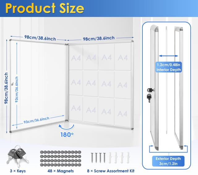 Swansea 屋外掲示板 マグネットボード壁付 扉式案内板連絡板 簡易
