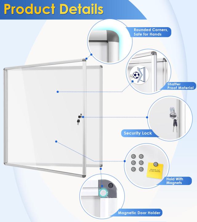 Swansea 屋外掲示板 マグネットボード壁付 扉式案内板連絡板 簡易