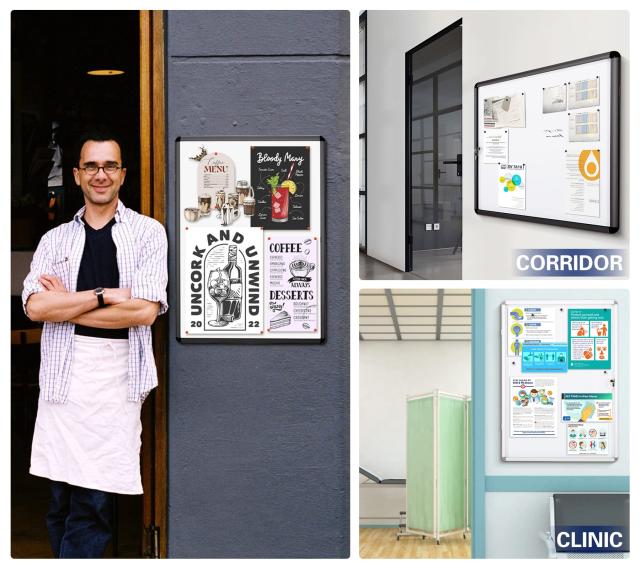 Swansea 屋外掲示板 マグネットボード壁付 扉式案内板連絡板 簡易