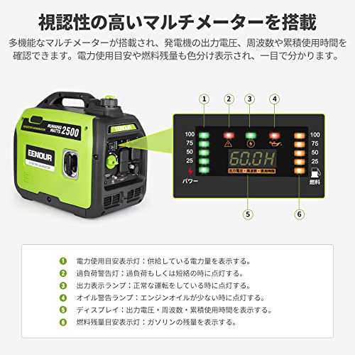 EENOUR インバーター発電機 DK2500iS 定格出力2.5kVA 正弦波 防音型 高出力 軽量 静音 家庭用 ガソリン発電機 ポータブル発電機  並列運転 その他花・ガーデン・エクステリア・DIY工具