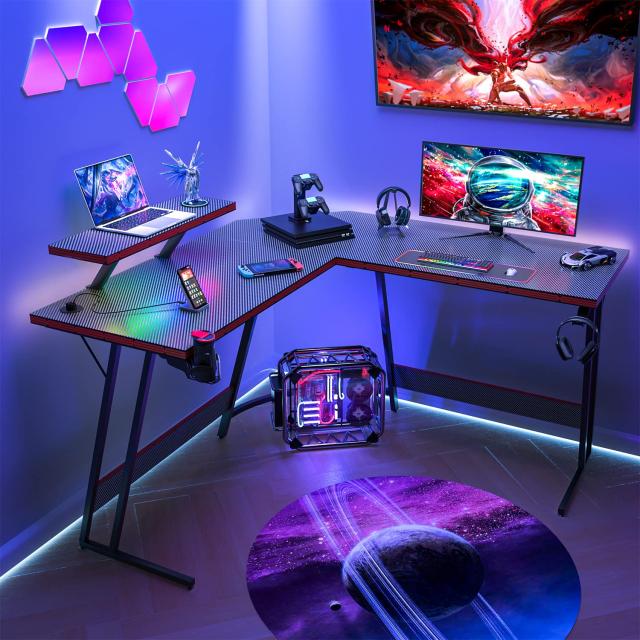 Victone ゲーミングデスク L字デスク 「メーカー2年保証」 幅130cm