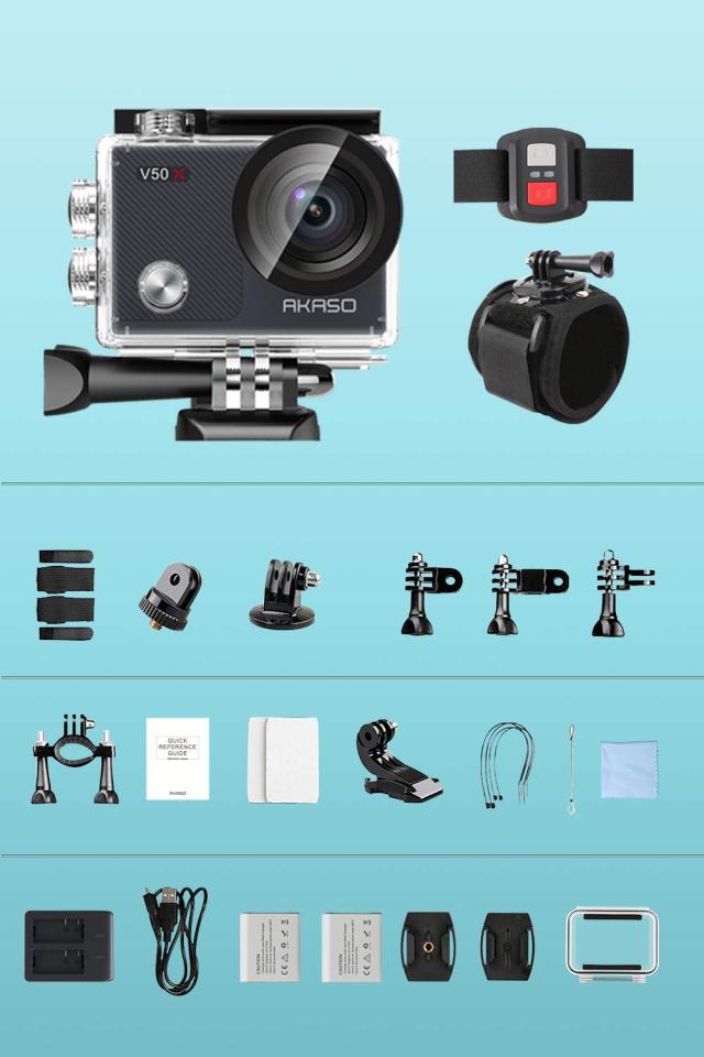 AKASO アクションカメラ V50X，4K30fps 20MP 新版6軸手ぶれ補正 WiFi対応 小型アクションカム,40M防水 タッチスクリーン式 HDMI出力 Micr