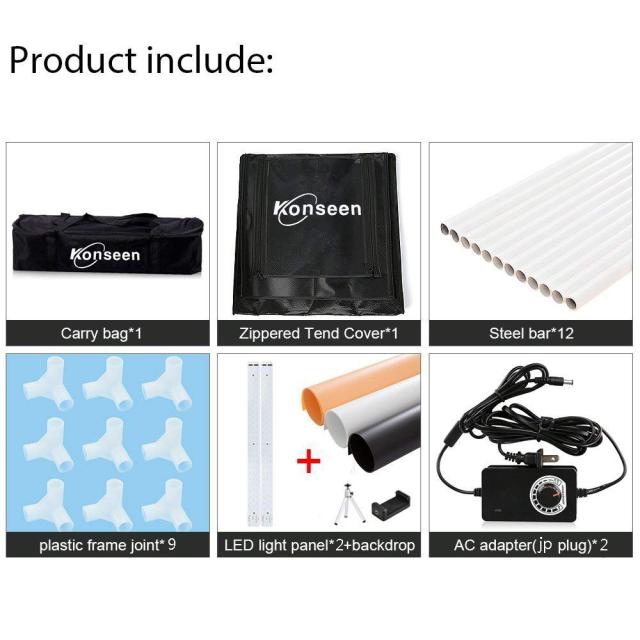 Generic Konseen 撮影ボックス 大型 80x80x80cm 撮影キット 光度調整可能 192個 5500K LEDライト付き プロな 撮影ブース 写真撮影 ボック_3