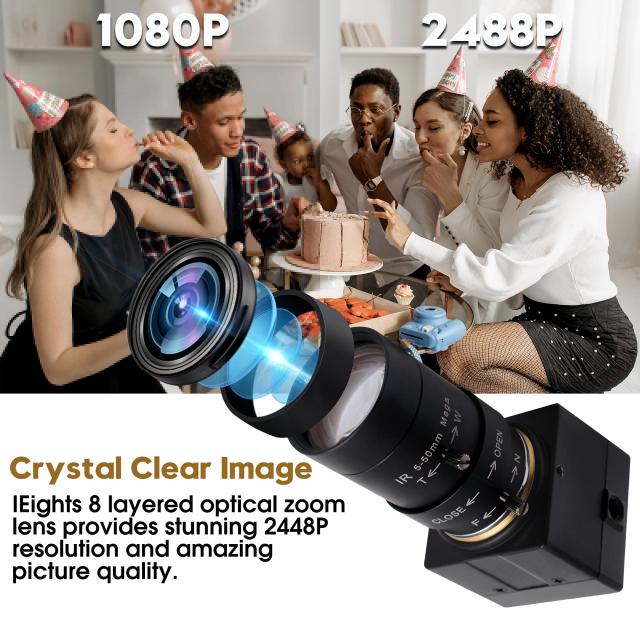 ELP 光学ズーム Webカメラ 800万画素 10倍ズーム ウェブカメラ 2448P 5-50mm可変焦点レンズ Web会議用カメラ 8mp ソニーIMX179 広角Webか_6