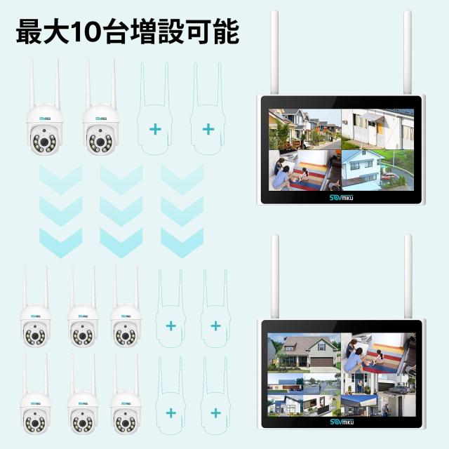 Sovmiku 10インチNVR 500万画素ワイヤレスカメラ4台セット Wi-Fi対応 ip66防水_7