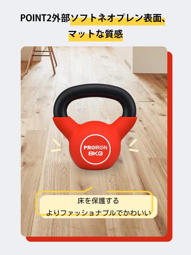 PROIRON ケトルベル ネオプレン kettlebell 一体型鋳鉄製