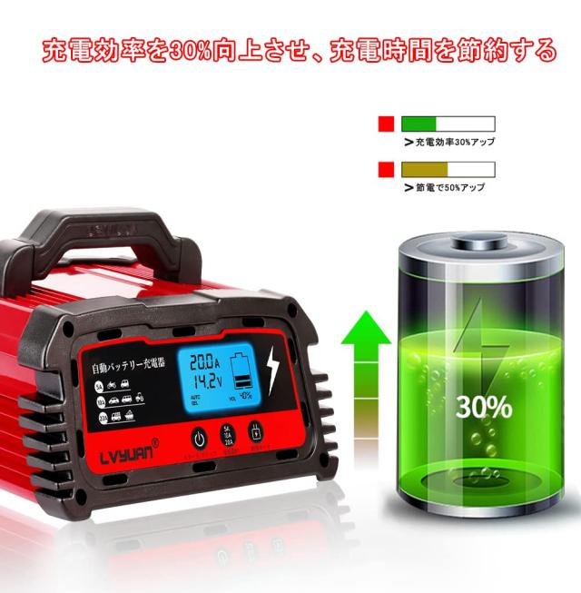 IpowerBingo 自動パルスバッテリー充電器 定格20A [正規品 PSE取得済み 