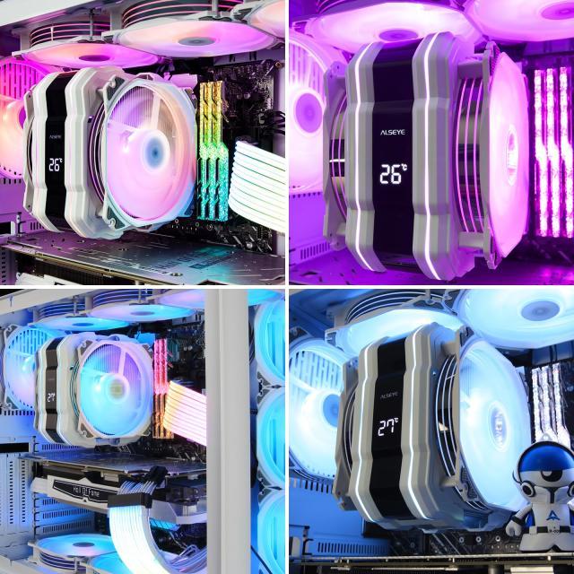 ALSEYE M120DPlus CPUクーラー、温度表示空冷CPUクーラー、にはデュアルARGB PWM 120mmファンが付属し、Intel LGA1700/ 1200/ 115X/ 2011_6
