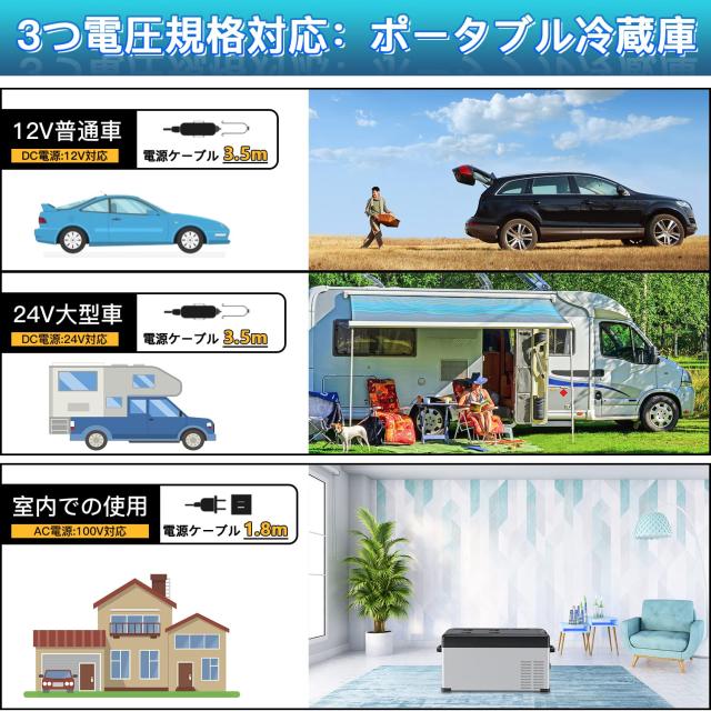 Sumeriy 車載冷蔵冷凍庫 30L -20℃〜20℃ 急速冷凍 大容量 省エネ 冷蔵庫 2WAY電源対応 DC12V24V/AC100V 車載家庭両用 静音 スマート管理