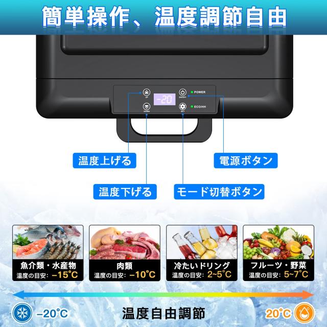 Sumeriy 車載冷蔵冷凍庫 30L -20℃〜20℃ 急速冷凍 大容量 省エネ 冷蔵庫 2WAY電源対応 DC12V24V/AC100V 車載家庭両用 静音 スマート管理