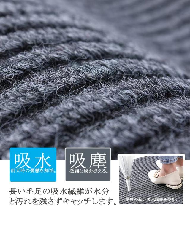 [Bcrio]玄関マット 屋外 大判 室内 滑り止め 業務用 家庭用 吸水 泥落とし エントランスマット オフィス お店(グレー90*500)_2