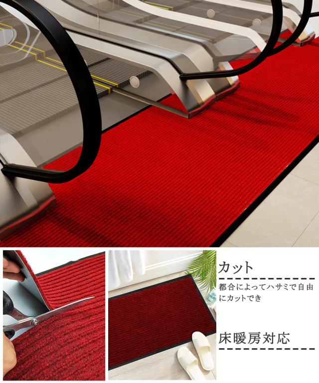 [Bcrio]玄関マット 屋外 大判 室内 滑り止め 業務用 家庭用 吸水 泥落とし エントランスマット オフィス お店(レッド120*150)_3