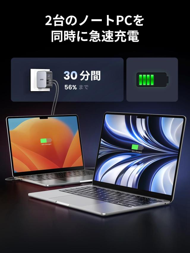 UGREEN Nexode 充電器 単ポート140W ノートPC二台急速充電可 業界初PD3.1+QC5.0対応 【UGREEN独自のGaNFast技術】 2個USB-Cポート+1個USB