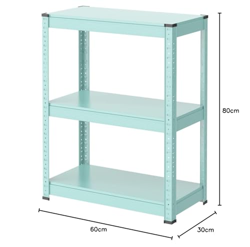 Umimileラック スチールラック 幅60cm 3段 耐荷重120kg/段 メタルラック (幅60×奥行30×高さ80cm, ブルー)_1