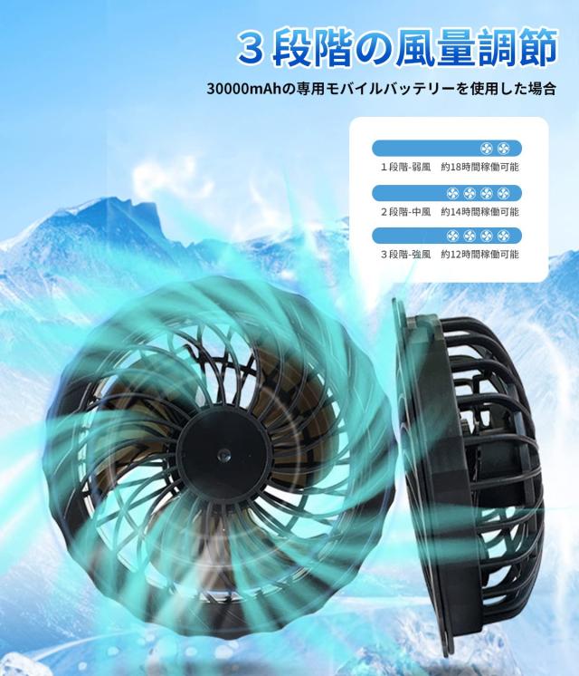 KLIFE] 空調作業服 ファン付き 30000mAh大容量バッテリー ファン付き 