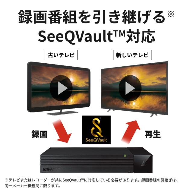 バッファロー TV用外付けハードディスク 6TB SeeQVault/テレビ録画/4K対応 ファンレス静音＆コンパクト 日本製 故障予測 みまもり合図 HD-_1