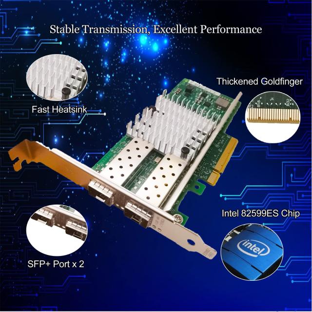 10Gbps Lanカード ネットワークサーバー 82599EN インテル X520-DA1対応 E10G42BTDA イーサネットコンバージドアダプター PCI-E X8 シン_2