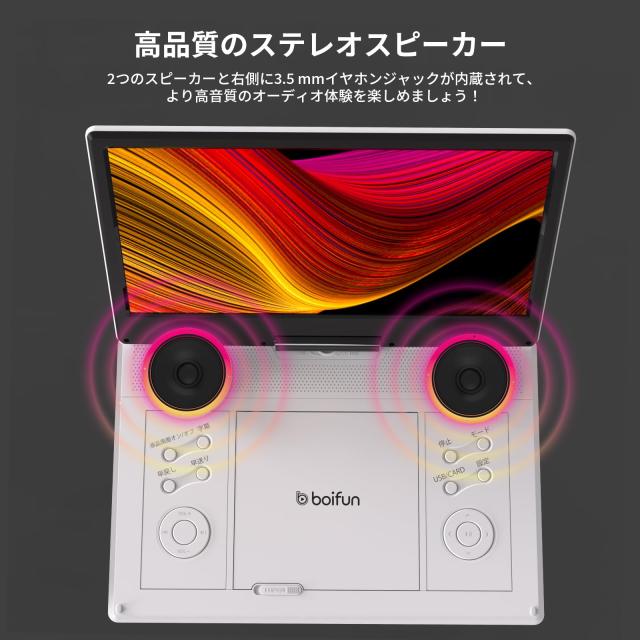 【2023年強化版】 ポータブルDVDプレーヤー 15.9型 BOIFUN 14.1インチ大画面 dvdプレーヤー ポータブル 車載 1280*800 液晶 5000mAh大容 2023年強化版】 ポータブルDVDプレーヤー 15.9型 BOIFUN 14.1インチ大