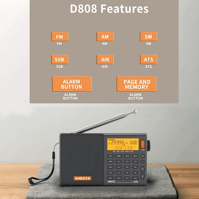 XHDATA D-808 ポータブルラジオ FM AM SW LW ワイドFM エアバンド SSB BCL DSP RDS ポケットラジオ 防災 高感度 小型 電池式 充電式 スリ_2
