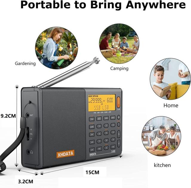 XHDATA D-808 ポータブルラジオ FM AM SW LW ワイドFM エアバンド SSB BCL DSP RDS ポケットラジオ 防災 高感度 小型 電池式 充電式 スリ_3