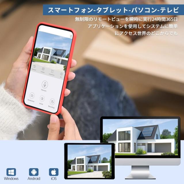 【双方向通話・130° 超広角】防犯カメラセット モニター付き ワイヤレス 屋外 2台 防犯カメラシステムワイヤレス 防犯カメラ 防犯カメラ