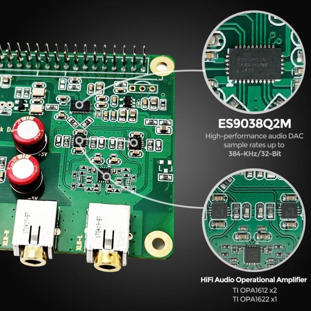 Raspberry Pi HiFi DAC Pro Hat ES9038Q2M オーディオカード PCM DSD ロスレス デジタル-アナログ変換アダプター Raspberry Pi 4 3B+ 3B_1