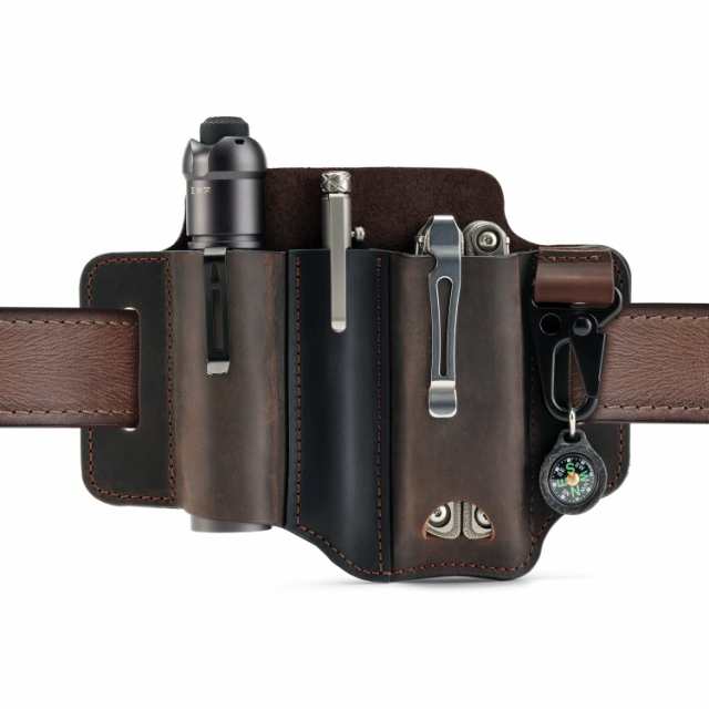 VIPERADE PJ29 ベルト用マルチツール シース、男性用レザー EDC
