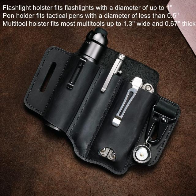 VIPERADE PJ29 ベルト用マルチツール シース、男性用レザー EDC