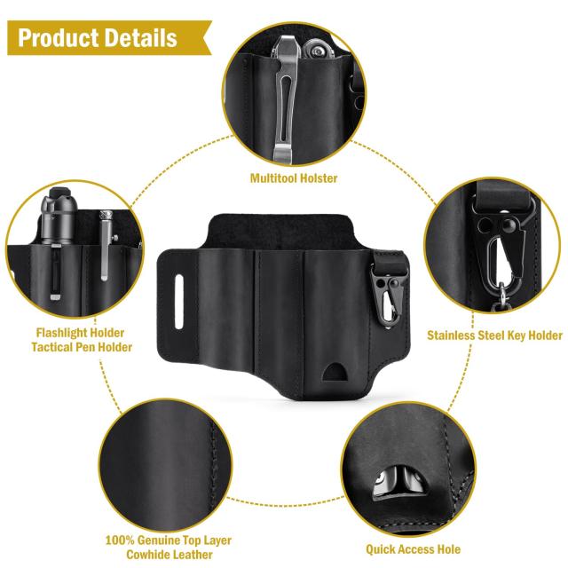 VIPERADE PJ29 ベルト用マルチツール シース、男性用レザー EDC