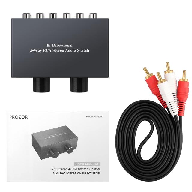 PROZOR オーディオ セレクター 4入力2出力/4出力2入力 双方向