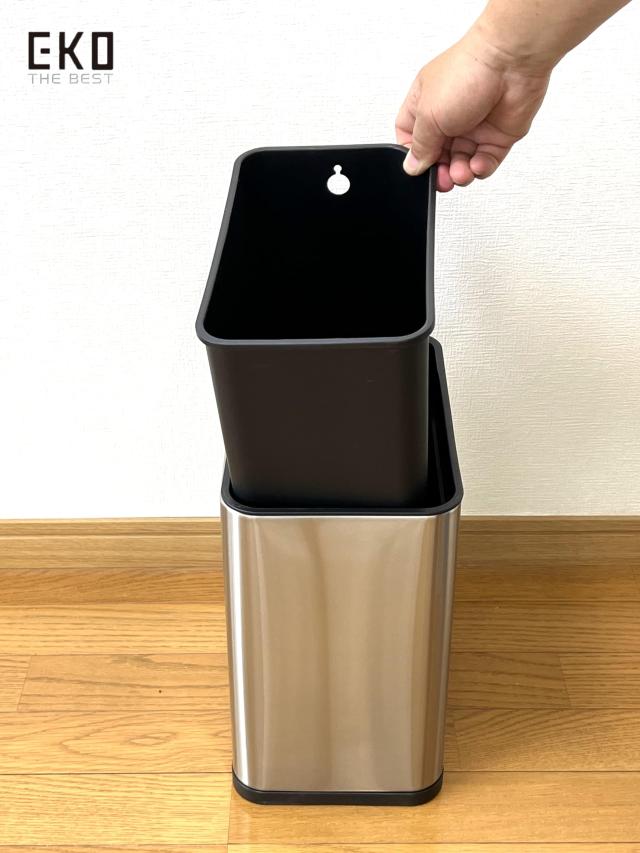 EKO ゴミ箱 自動開閉 デラックスファントム シルバー 9L センサー ふた付き インナーボックス有り EK9287MT-9L_4