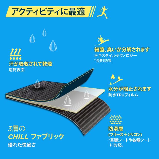 AUTHENTICS Chill カーシートカバー 汎用 軽/自動車/普通車対応 洗える - 柔らかく快適で、防水 吸汗 抗菌 消臭、取付簡単のシートエプロ_2